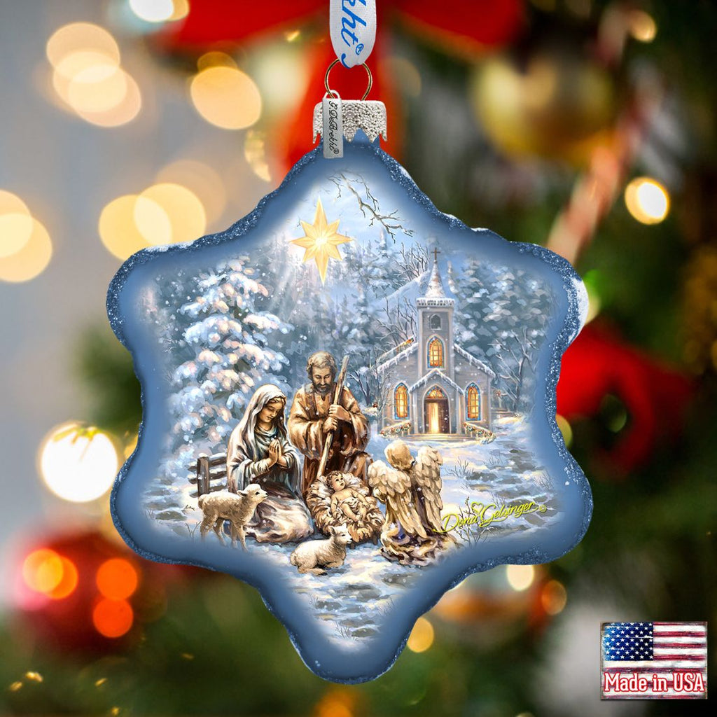 Nativity at the Chapel Glass Ornament by D. Gelsinger - Nativity Holiday Decor - 754-101-DG