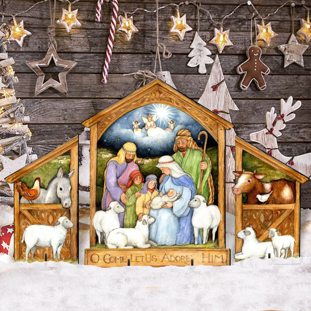 Holy Family Nativity Outdoor Decor Set of 3 by Susan Winget - Nativity Holiday Decor - 8471113F-S3-SW