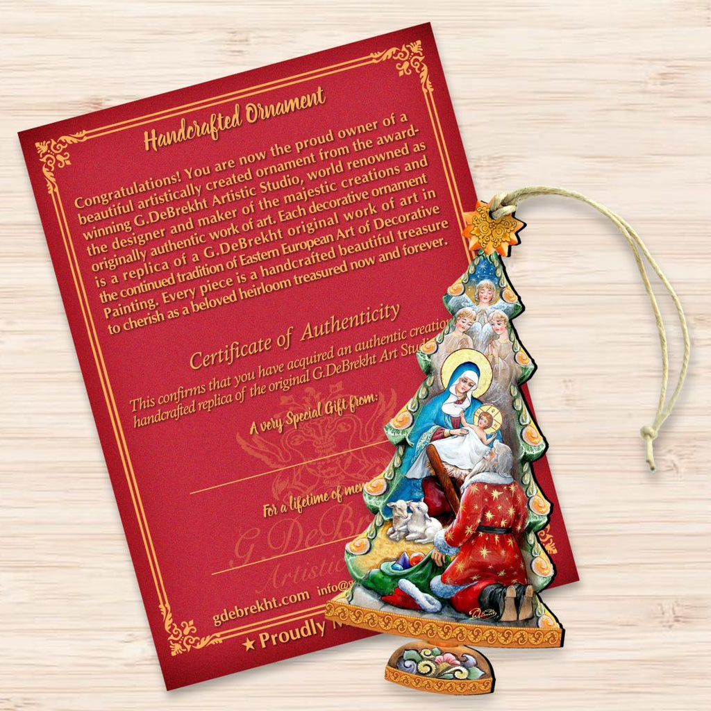Adoration Nativity Tree Wooden Ornaments by G. DeBrekht - Nativity Holiday Decor - 8128833