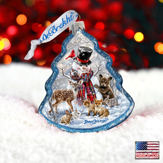 Forest Friends Tree Glass Ornament by D. Gelsinger - Christmas Santa Snowman Decor - 762-109-DG