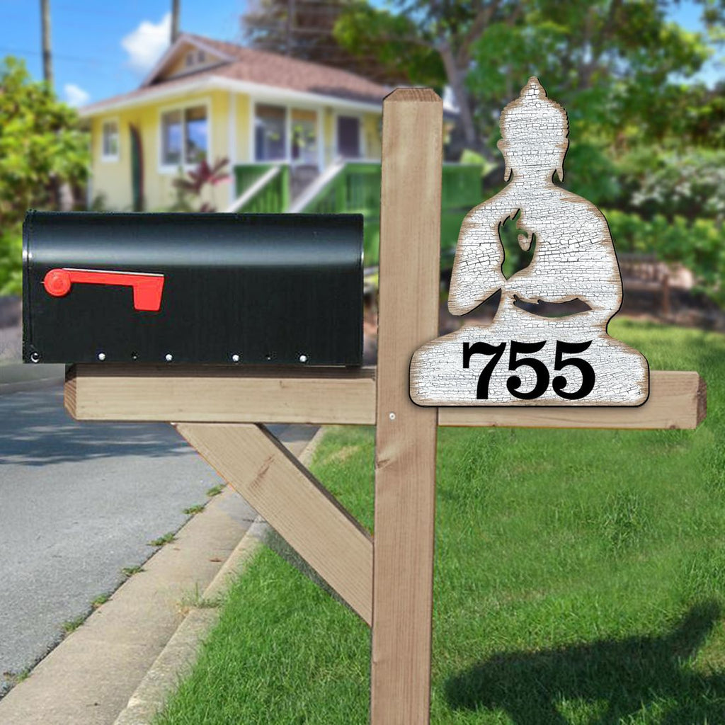Buddha Wooden Custom House Number Sign - Love Family Kids Decor - Handcrafted Wooden Address Sign - MA98435