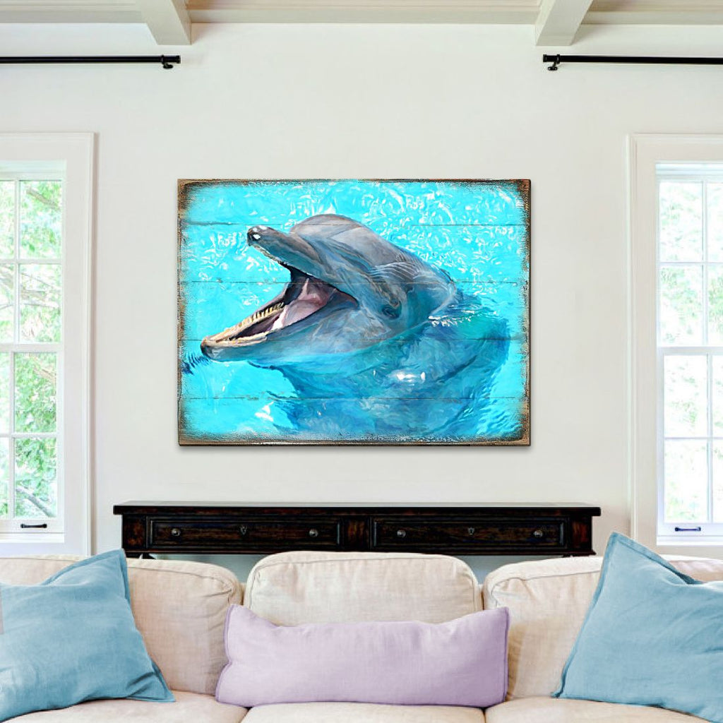 Sowers Dolphin Wood Wooden Coastal Wall Art by Nature Wonders - Coastal Sea-Life Decor - 95267B