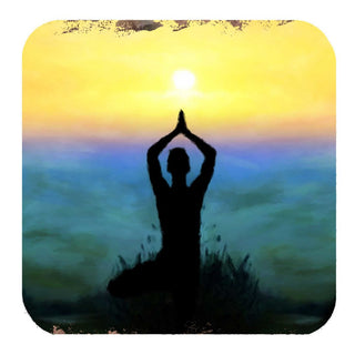 Yoga Wooden Cork Coasters Gift Set of 4 by Nature Wonders - Nature Wildlife Decor - 95385C-S4