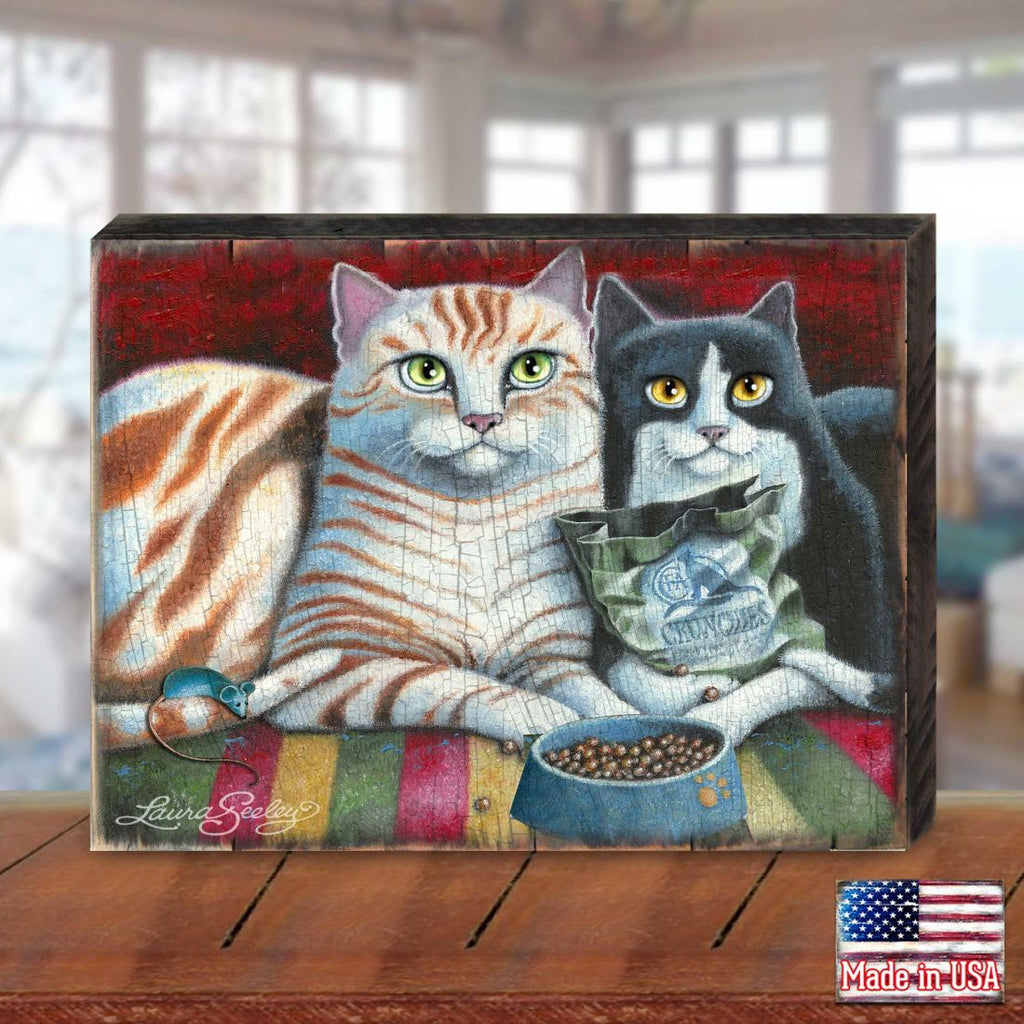 Kitty Cats Treat Wooden Wall Art by Laura Seeley - Pets Dog and Cats Decor - 8512113B