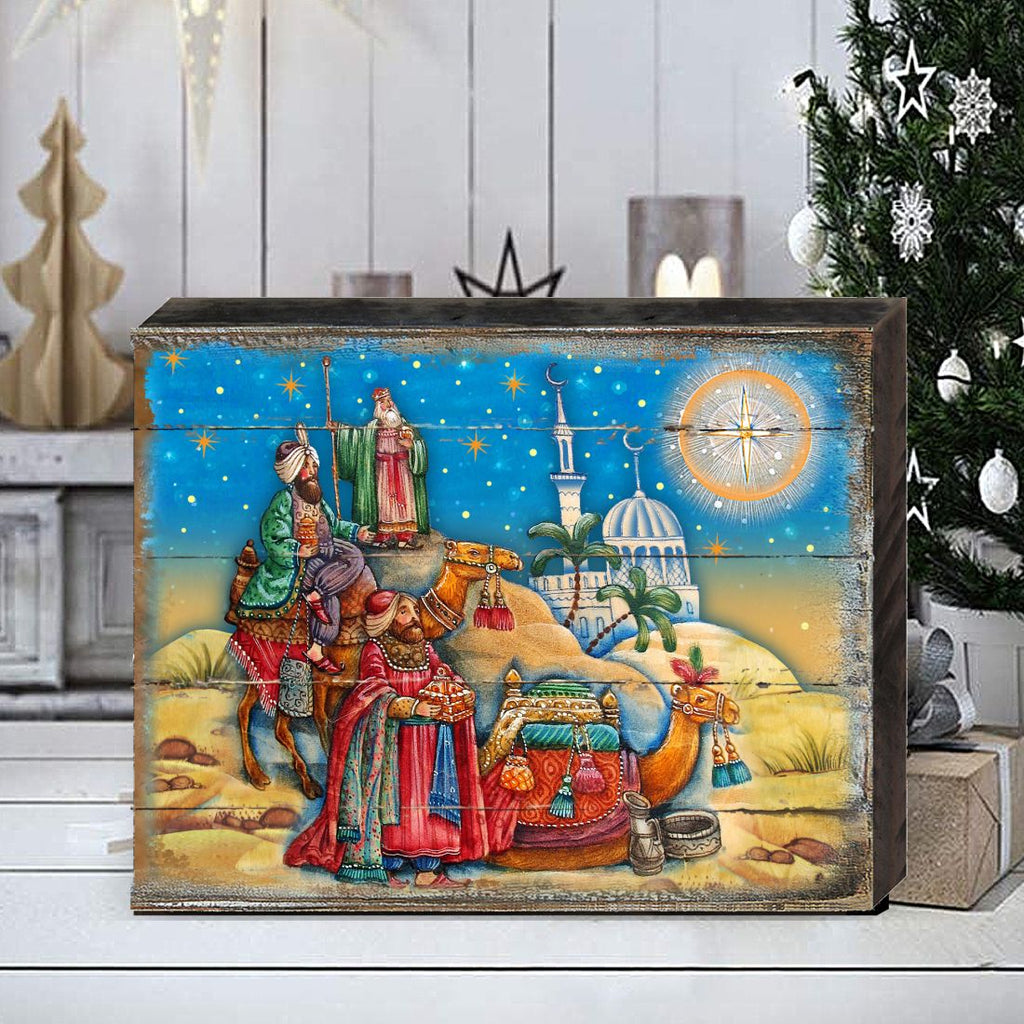 Three Kings Nativity Wooden Wall Art by G. DeBrekht - Nativity Holiday Decor - 8173853B