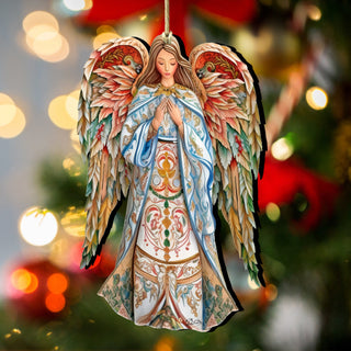 Elegant Angel of Hope Wooden Ornaments by G. DeBrekht Nativity Holiday Decor - 8611073