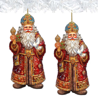 Santa's Dove of Hope Wooden Ornaments by G. Debrekht - Christmas Santa Snowman Decor - 8691416