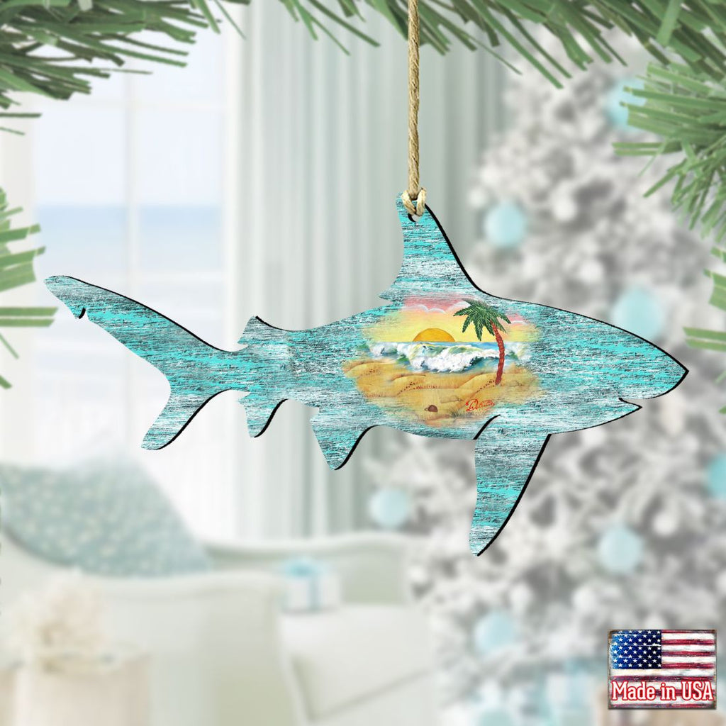 Shark Wooden Ornaments by G. DeBrekht - Coastal Holiday Decor - 8198515