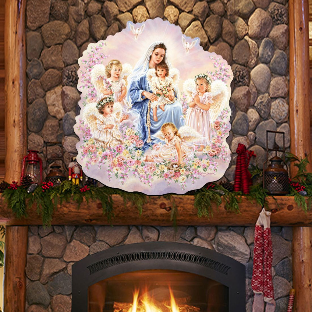 Gift of Love Angel Wreath Door Decor by D. Gelsinger - Nativity Holiday Decor - 8461031H-0108