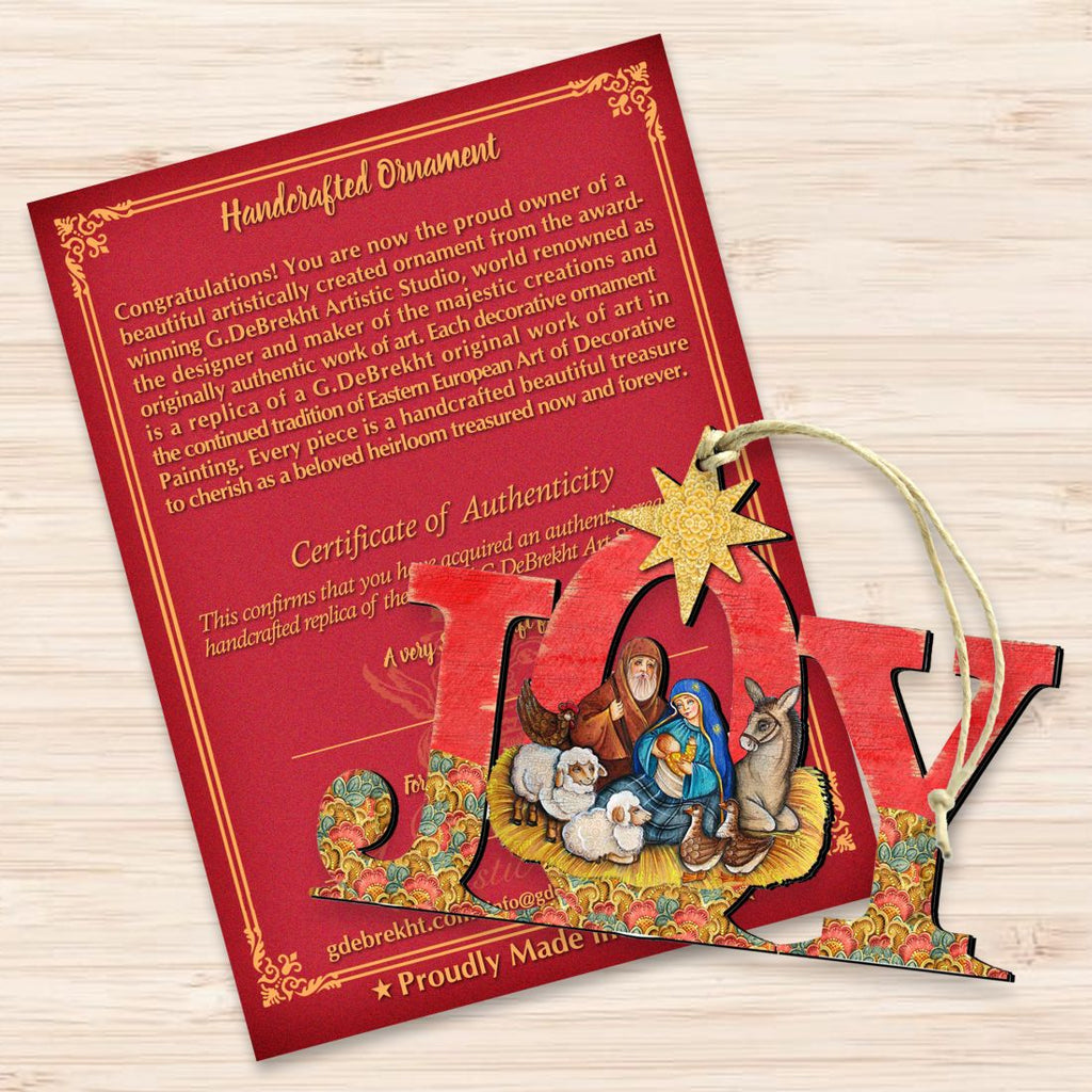Joy Nativity Wooden Ornaments by G. DeBrekht - Nativity Holiday Decor - 8121454