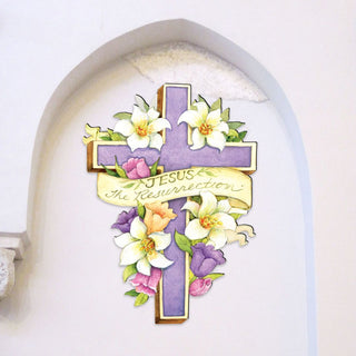 Easter Cross- He is Risen Outdoor Scene by Susan Winget - Easter Spring Decor - 8471303F-SW