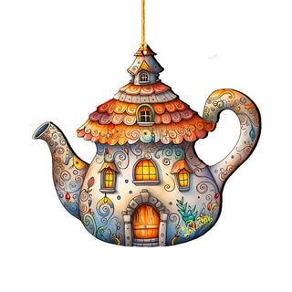 Teapot Decorative Wooden Ornaments by G. Debrekht - Love Family Decor - 8688312