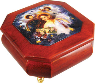 Guardian Angels Wooden Music Box 6x6x3