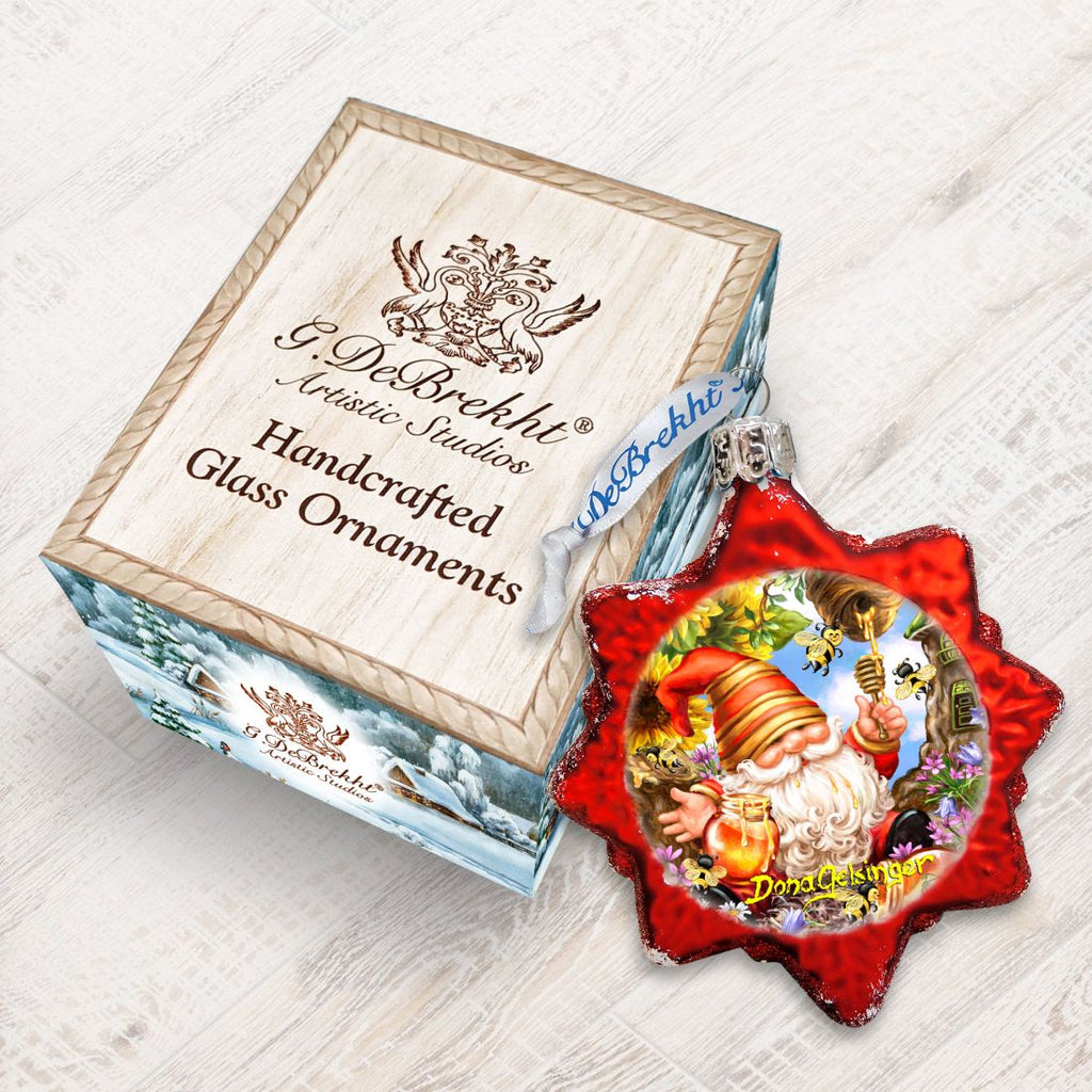 Honeycomb Gnome Dwarf Mercury Glass Ornament by D. Gelsinger - Christmas Decor - 778108-DG