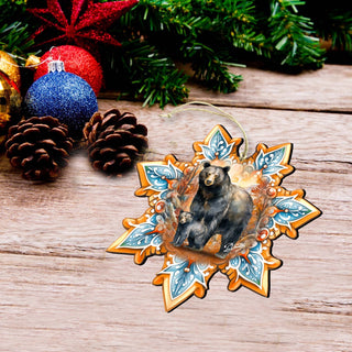 Bears Snowflake Eco Wood Ornaments Set of 3 by G. Debrekht - Nature Wildlife Decor - 8090143-S3