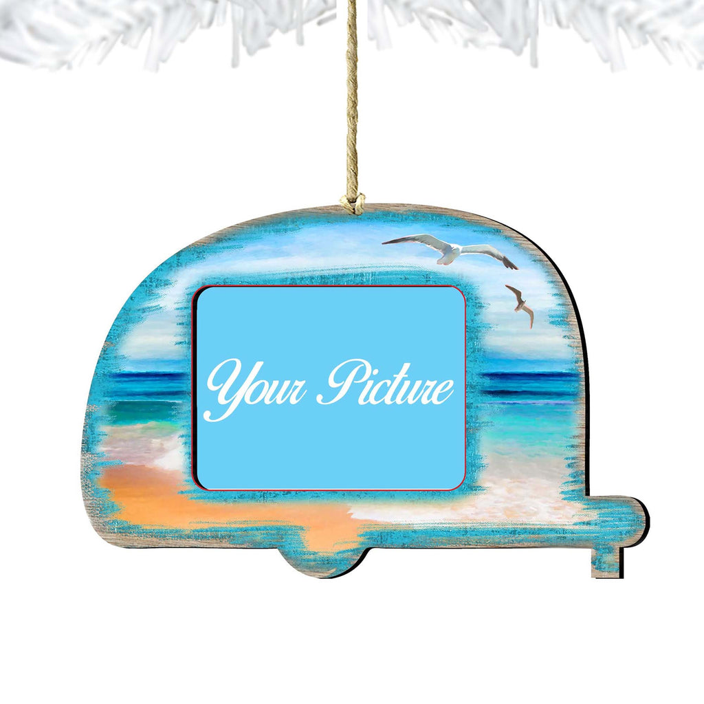 Camper Coastal Picture Frame Ornaments - Ornament for Photo - Coastal Holiday Decor - 8198431-3PF