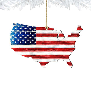 Land of the Free America Wooden Ornaments - American Patriotic Decor - 8198916