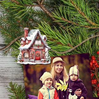 Christmas Houses Clip-On Eco Wood Decorative Ornaments Set of 6 by G. Debrekht - Christmas Decor - 8090024C-S6