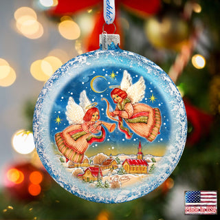 Guardian Angels Glass Ornament by G. DeBrekht - Nativity Holiday Decor - 744-038