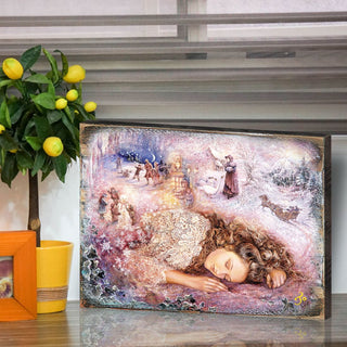Winter Dream Fantasy Wooden Wall Art by Josephine Wall - Fantasy Decor - 852147-JW