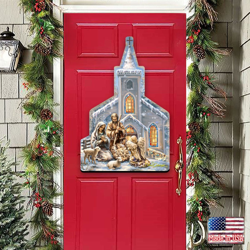 Nativity at the Chapel Nativity Door Decor by D. Gelsinger - Nativity Holiday Decor - 8121016H-1606