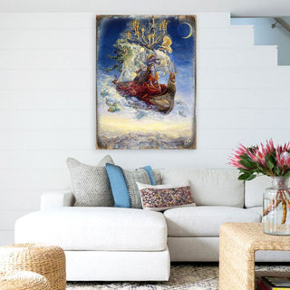 Ship of Dreams Fantasy Wooden Wall Art by Josephine Wall - Fantasy Decor - 852137-JW