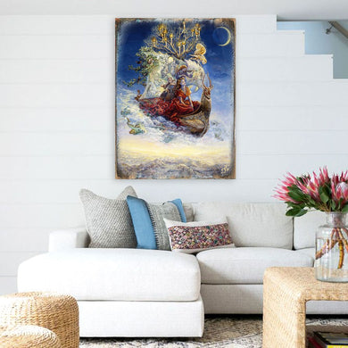 Ship of Dreams Fantasy Wooden Wall Art by Josephine Wall - Fantasy Decor - 852137-JW