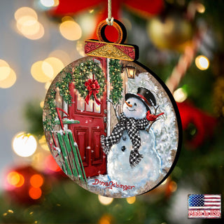 Winter Arrival Snowman Wooden Ornaments by Gelsinger - Christmas Santa Snowman Decor - 8121127DG