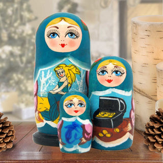 Mermaid SeaWorld Treasure Matreshka Nesting Hand-Painted Doll Set of 3 by G. DeBrekht - Coastal Holiday Decor - 14719