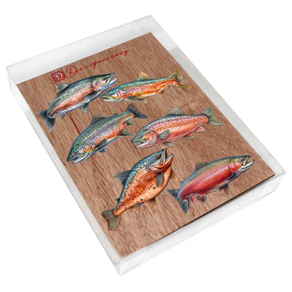 Wild Salmon Tales Decorative Eco Wood Magnets Set of 6 by G. Debrekht - Wildlife Coastal Decor - 8090109G-S6