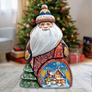 Christmas Night Santa Hand-Painted WOODCARVED Masterpiece Figurine by G. DeBrekht - Christmas Decor - 8206024