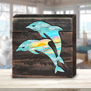 Dolphins Wooden Decor by G. DeBrekht - Coastal Holiday Decor - 8198519B