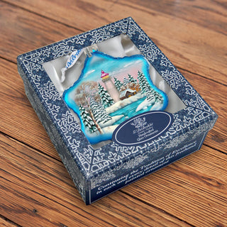 Lighthouse Snowflake Glass Ornament by G. DeBrekht - Coastal Holiday Decor - 754-007