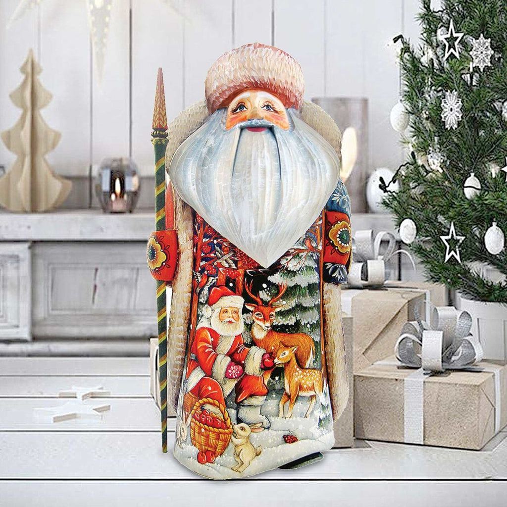 Deer Friend Father Frost Santa Hand-Painted WOODCARVED Masterpiece by G. DeBrekht - Christmas Decor - 241124