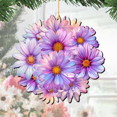 Purple Flowers Wooden Ornaments by G. Debrekht - Love Family Decor - 8688318