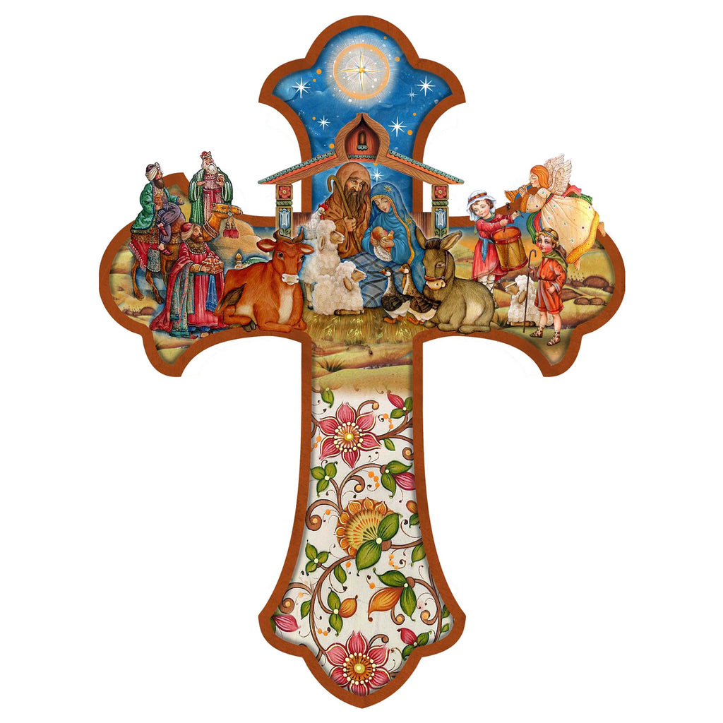 Nativity Cross Outdoor Decor by G. DeBrekht - Nativity Holiday Decor - 8191164F-XLG