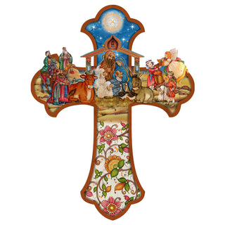 Nativity Cross Outdoor Decor by G. DeBrekht - Nativity Holiday Decor - 8191164F-XLG