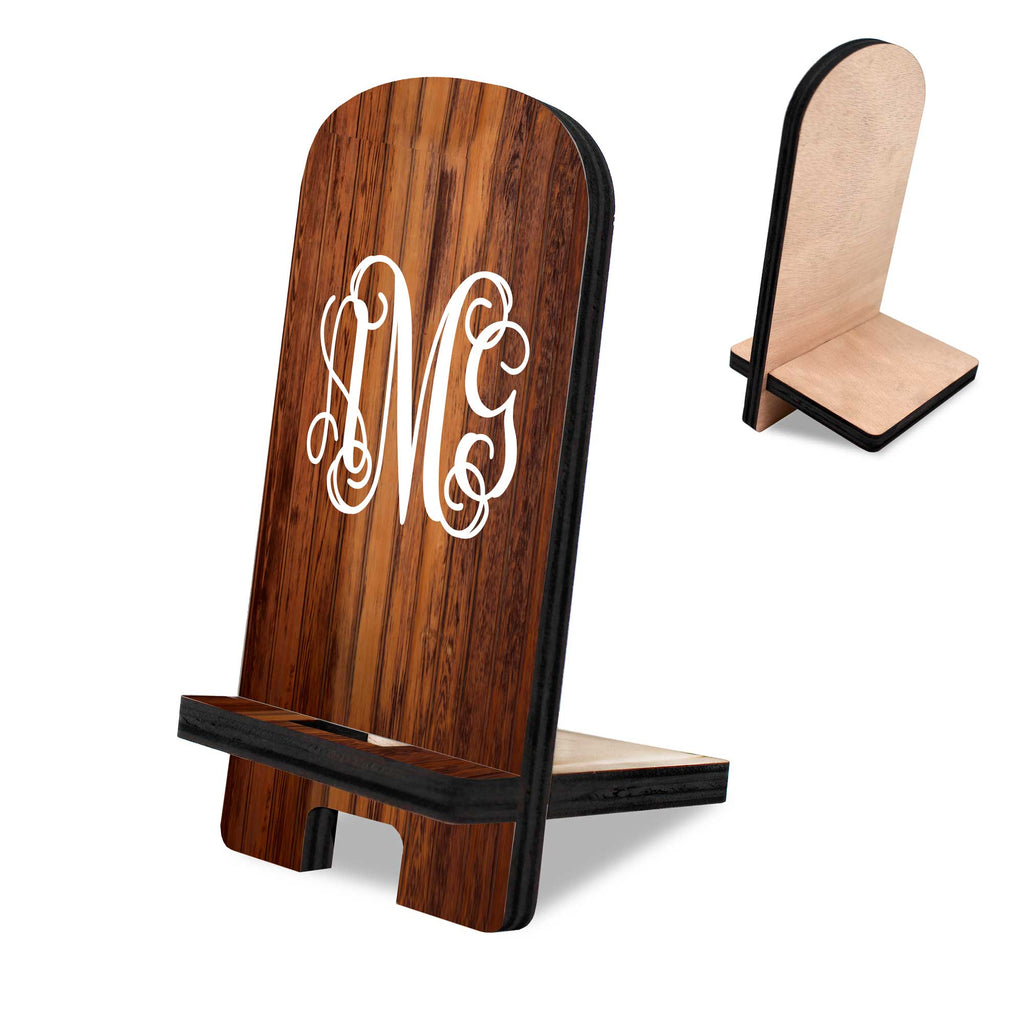 Personalized Cell Phone Stand 3-Letters Monogram Wood Stand Mobile Tablet Holder Charging Station Organizer - 892012P