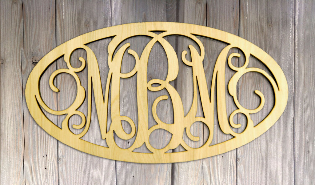 Wooden Wedding Guest Book 3 Letters Personalized Monogram Signage Framed Vine Script Personalized Monogram, Unpainted, Home Decor, Wedding Decor, Initial, Door Hanger