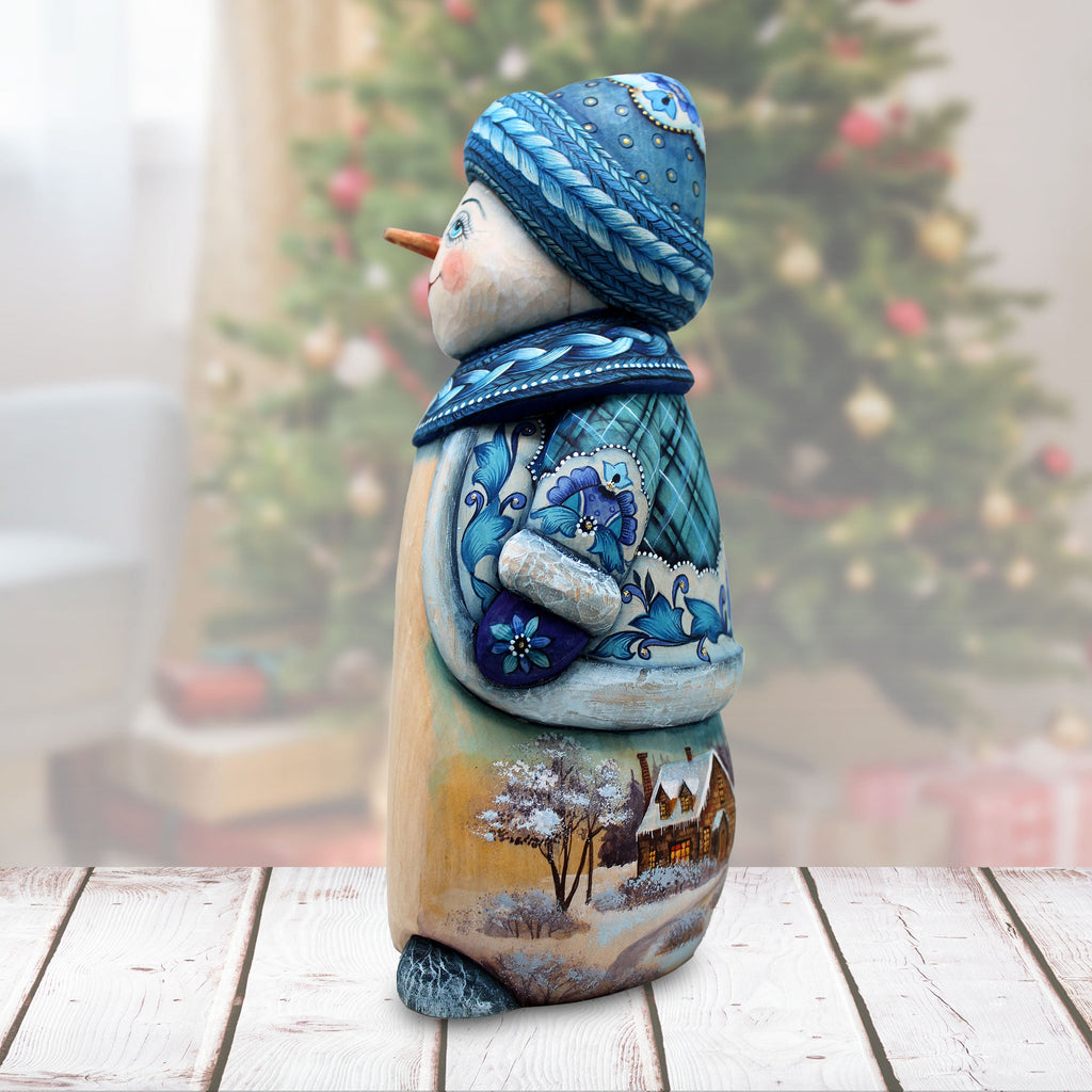 Snowman Family Hand-Painted WOODCARVED Masterpiece by G. DeBrekht - Christmas Santa Snowman Decor