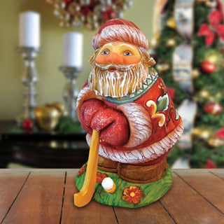 Mini Golfer Santa on Base Handcrafted Christmas Figurine - G. DeBrekht - Christmas Santa Snowman Decor - 517675