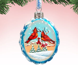 Winter Cardinals Mercury Glass Ornament by G. DeBrekht - Wildlife Holiday Decor - 771014