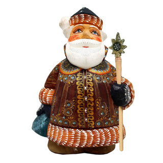 One-of-a-Kind Santa WOODCARVED Handpainted Figurine 3.5 X 2.5 X 5