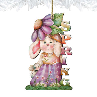 Spring Bunny Wooden Ornaments Easter by Jamie Mills-Price - Easter Spring Decor - 8457604