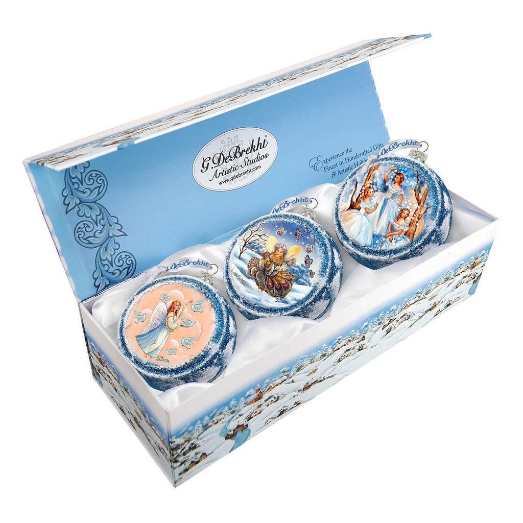 Christmas Fairies Glass Ornament Set of 3 by G. DeBrekht - Christmas Decor - 73744-S3