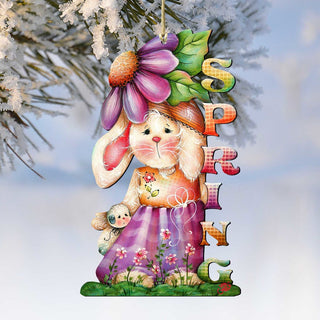 Spring Bunny Wooden Ornaments Easter by Jamie Mills-Price - Easter Spring Decor - 8457604