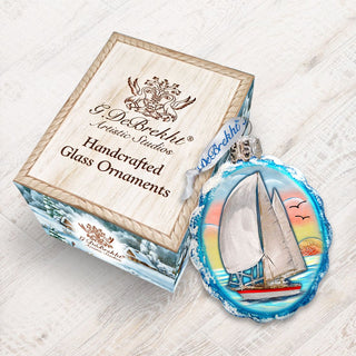 Flower Sailboat Mercury Glass Ornament by G. DeBrekht - Wildlife Holiday Decor - 777371