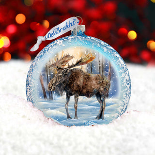 In the Heart of the Forest - Moose Medallion Glass Ornament by G. Debrekht - Wildlife Holiday Decor - 73383