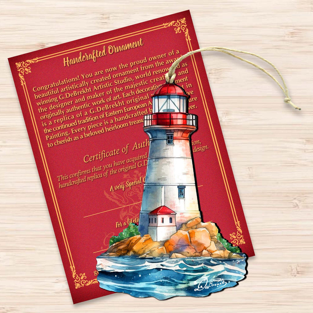Nautical Christmas Ornaments - Lighthouse Wooden Ornaments by G.Debrekht Coastal Holiday Decor - 8688197