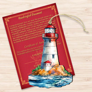 Nautical Christmas Ornaments - Lighthouse Wooden Ornaments by G.Debrekht Coastal Holiday Decor - 8688197
